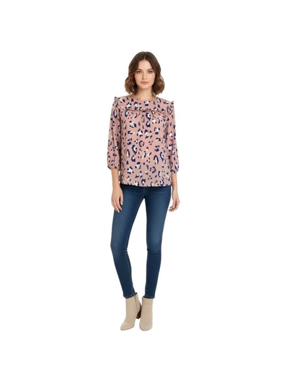 Juicy Couture Pink and Blue Long Sleeve Blouse Size S